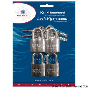 Set 4 lucchetti marini con unica chiave, sistema ABLOY di sicurezza