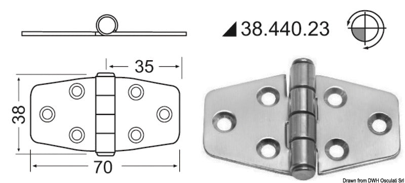 Cerniera 2 mm nodo sporgente