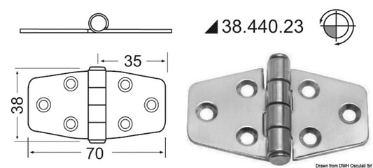 Cerniera 2 mm nodo sporgente